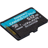 Kingston Carte microSDXC Canvas Go Plus Gen4 200R A2 U3 de 512 Go, pack unique sans ADP, Carte mémoire Noir, pack unique sans ADP, 512 Go, MicroSD, Classe 10, UHS-I, 200 Mo/s, 160 Mo/s