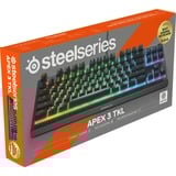 SteelSeries Apex 3 TKL RGB clavier gaming Noir, Layout US (QWERTY), SteelSeries Whisper-Quiet, 80% (TKL)