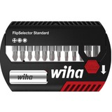 Wiha Jeu d'embouts FlipSelector Standard 25 mm, Set d'embouts de vissage Noir/Rouge, Phillips, Pozidriv, TORX® 13 pièces 1/4" C6.3 avec clip ceinture