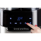 Domo Cafetière Grind and Brew DO721K, Machine à café à filtre Noir/Argent