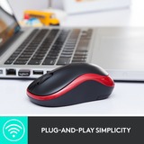 Logitech M185, Souris Rouge, 1000 dpi, Vente au détail