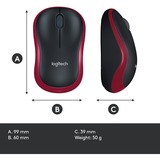 Logitech M185, Souris Rouge, 1000 dpi, Vente au détail