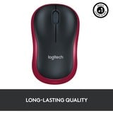 Logitech M185, Souris Rouge, 1000 dpi, Vente au détail