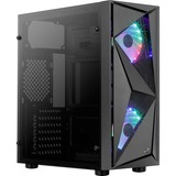 Aerocool Glider Tempered Glass Noir, Moyen tour Noir, PC, Noir, ATX, micro ATX, Mini-ITX, Acrylonitrile-Butadiène-Styrène (ABS), SPCC, Acier, Jouer, 15,7 cm