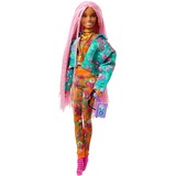 Barbie Extra Doll 10 - Floral-Print Jacket with DJ Mouse Pet, Poupée 