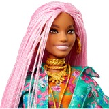 Barbie Extra Doll 10 - Floral-Print Jacket with DJ Mouse Pet, Poupée 