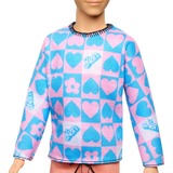 Mattel Barbie Fashionistas - Poupée Ken avec chemise des motifs colorés et des cœurs, des fleurs à la mode 