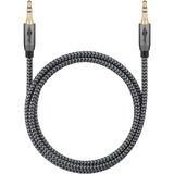 goobay Câble de connexion stéréo auxiliaire 3,5 mm Plus Audio Noir/Argent, 1 mètre