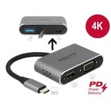 DeLOCK USB-C > HDMI + VGA, Adaptateur Gris, 0,12 mètres