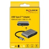 DeLOCK USB-C > HDMI + VGA, Adaptateur Gris, 0,12 mètres