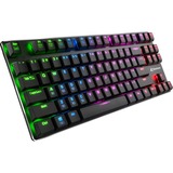 Sharkoon PureWriter TKL RGB, clavier gaming Noir, Layout États-Unis, Kailh Choc Profil Bas Rouge, LED RGB, TKL