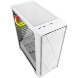 Sharkoon VS8 RGB Blanc, Boîtier PC Blanc, 2x USB-A | 1x USB-C | RGB | Verre trempé