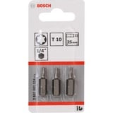 Bosch Embouts de vissage qualité extra-dure, Bit 3 pièce(s), Torx, T10, 25 mm, 25,4 / 4 mm (1 / 4"), Hexagonal