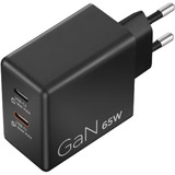 Lenovo 65W Dual USB-C GaN chargeur Noir, 2x USB-C, Power Delivery