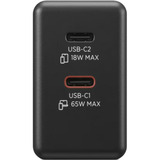 Lenovo 65W Dual USB-C GaN chargeur Noir, 2x USB-C, Power Delivery