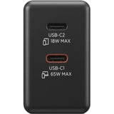 Lenovo Dual USB-C (65W) GaN, Chargeur Noir, 2x USB-C, Power Delivery, 65W