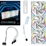 Lian Li UNI FAN SL120 Wireless, Ventilateur de boîtier Blanc, 3 pièces, connecteur de ventilateur PWM à 4 broches