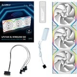 Lian Li UNI FAN SL120 Wireless ventilateurs de boîtier RGB  Blanc, 3 pièces, 124.5 x 120 x 28 mm, PWM