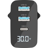 Sitecom 30W GaN Power Delivery chargeur mural avec affichage LED Noir