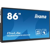 iiyama TE8604MIS-B2AG tableau blanc interactif et accessoire 2,18 m (86") 3840 x 2160 pixels Écran tactile Noir HDMI, Affichage public Noir, 2,18 m (86"), 1895 x 1066 mm, 400 cd/m², 1.07 milliards de couleurs, 3840 x 2160 pixels, 4K Ultra HD