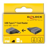 DeLOCK Lecteur de cartes USB-C pour SD/MMC + microSD Gris/Noir