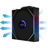 Lian Li UNI FAN TL120 LCD Reverse Blade Wireless Triple Pack, Ventilateur de boîtier Noir, 4 broches PWM + 1x 9 broches USB, contrôleur inclus