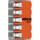 Wago Borne de raccordement Serie 221 COMPACT - 5x6 mm², Pince Transparent/Orange, 15 pièces