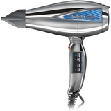 BaByliss Sèche cheveux 6000E Pro Digital, Sèche-cheveux Argent/Bleu, 22000 tr/min, Gris, Argent, Anneau de suspension, 2,8 m, 2200 W, 443 g