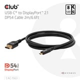 Club 3D Club USB-C® to DisplayPort? 2.1 DP54 Cab, Câble Noir