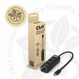 Club 3D USB-C 5 Gbps vers 3 ports USB Type-A + Gigabit Ethernet, Adaptateur Noir, 3x USB-A 5 Gbps, RJ-45 Gigabit