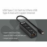 Club 3D USB-C 5 Gbps vers 3 ports USB Type-A + Gigabit Ethernet, Station d'accueil Noir
