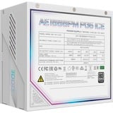 GIGABYTE GP-AE1000PM PG5 ICE alimentation  modulaire 1000 watt Blanc, 1x 12VHPWR, 6x PCIe, 80 PLUS Platinum, Conception entièrement modulaire, Ventilateur de 120 mm, Compatible ATX 3.0, Prise EU, 1000 W, 100 - 240 V, 50/60 Hz, 15 - 6.5 A, Actif, 125 W
