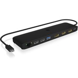 ICY BOX IB-DK2116-C Station d'accueil mobile 11-en-1 avec triple sortie vidéo Noir, HDMI, DisplayPort, LAN, USB Type-C