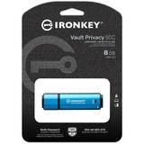 Kingston IronKey Vault Privacy 50 8 Go, Clé USB Bleu clair/Noir, USB-A 3.2 Gen 1 (5 Gbit/s)