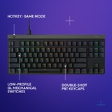 Logitech G515 TKL Low Profile RGB clavier gaming mécanique Noir, Layout US (QWERTY), GL Tactile, 80% (TKL), Double-shot PBT