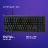 Logitech G515 TKL Wired Low Profile, clavier gaming Noir, Layout États-Unis, GL Tactile, US layout, GL Tactile, RGB, Double-Shot PBT