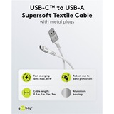 goobay Supersoft USB-C > USB-A 2.0, Câble Blanc, 1 mètre