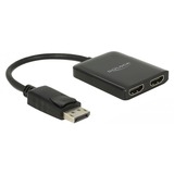 DeLOCK DisplayPort 1.4 > 2x HDMI MST, Répartiteurs de DisplayPort Noir, 0,2 mètres