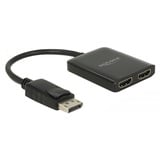 DeLOCK DisplayPort 1.4 > 2x HDMI MST, Repartiteur HDMI Noir, 0,2 mètre