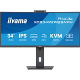 iiyama ProLite XCB3492WQSNPH-B1 34" Moniteur UltraWide incurvé Noir, 1x DisplayPort, 2x HDMI, 3x USB-C, 2x USB-A, 1x RJ-45