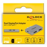 DeLOCK 64001 câble vidéo et adaptateur 2 x USB Type-C 2 x DisplayPort Gris Gris, 2 x USB Type-C, 2 x DisplayPort, Mâle, Femelle, Droit, Droit