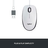Logitech M100, Souris Blanc/gris, 1000 dpi