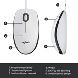 Logitech M100, Souris Blanc/gris, 1000 dpi