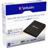 Verbatim Graveur Blu-ray Ultra HD 4K mince externe, Graveur Blu-ray externe Noir, USB-C 3.2 (5 Goit/s)