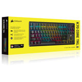 Corsair K70 CORE TKL RGB clavier gaming mécanique Noir, Layout US (QWERTY), Corsair MLX Red v2, 80% (TKL), Hot-swappable, ABS Double shot