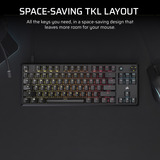 Corsair RGB clavier gaming mécanique Noir, Layout US (QWERTY), Corsair MLX Red v2, 80% (TKL)