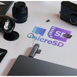 ICY BOX Lecteur de cartes 3 en 1 via l'interface USB Type-A & USB Type-C Noir, MicroSD (TransFlash), MicroSDHC, MicroSDXC, SD, SDXC, Noir, 5000 Mbit/s, Aluminium, 2 To, USB 3.2 Gen 1 (3.1 Gen 1) Type-A/Type-C