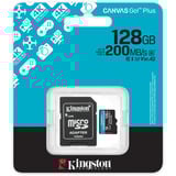 Kingston Canvas Go! Plus microSDXC 128 Go, Carte mémoire Noir,  Adaptateur inclus, Classe 10, UHS-I U3, V30, A2