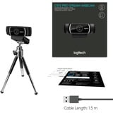 Logitech C922 Pro Stream Webcam Noir, 1920 x 1080 pixels, 60 ips, 1280x720@60fps,1920x1080@30fps, 720p,1080p, H.264, 87°