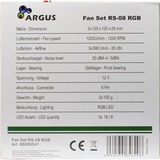Inter-Tech Argus RGB-Fan Set RS-08, Ventilateur de boîtier Noir, Connecteur de ventilateur 4 broches 5,25